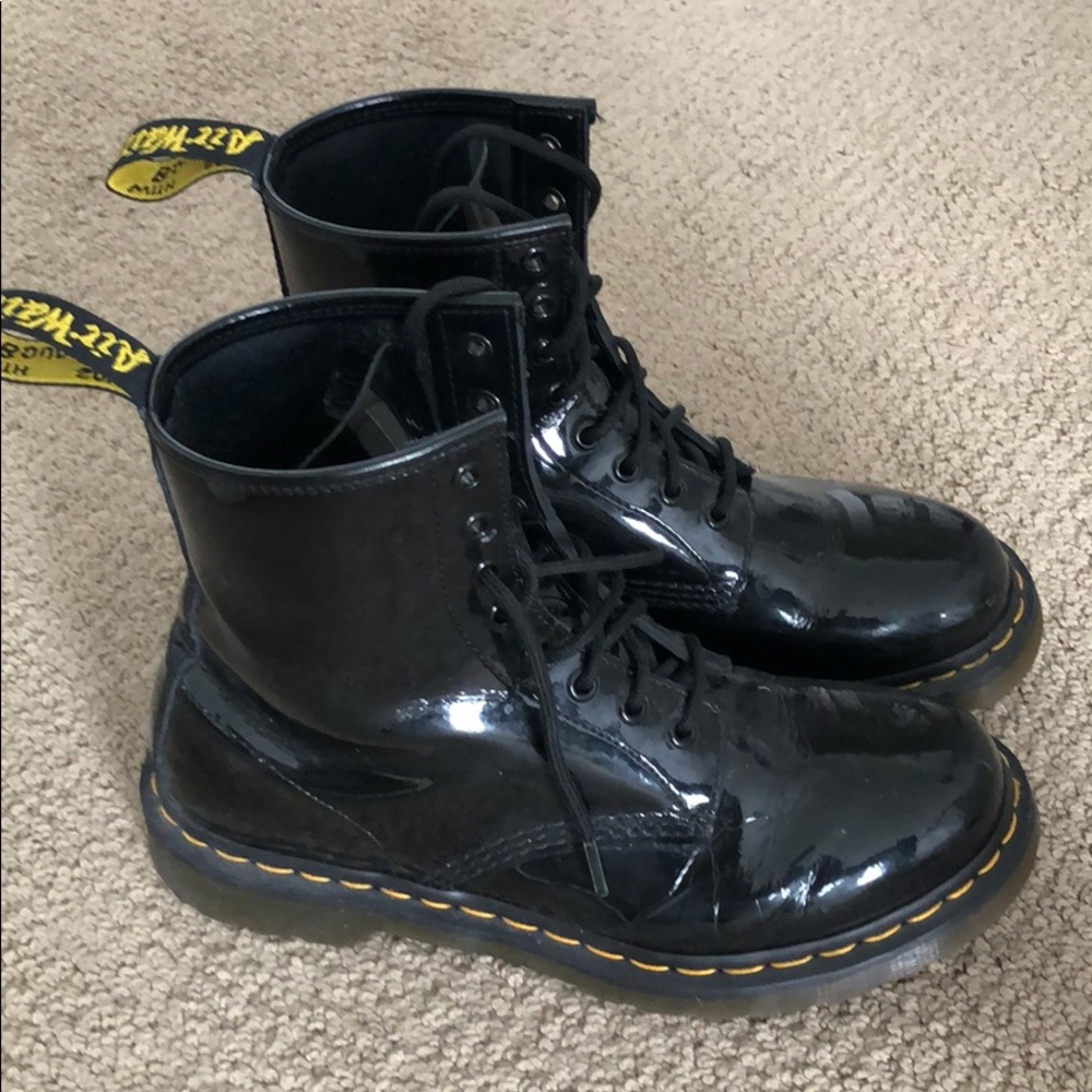 Dr. Martens Patent Leather AirWair Boots in Black